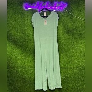 Easel sage cap sleeve rayon wide leg jumpsuit